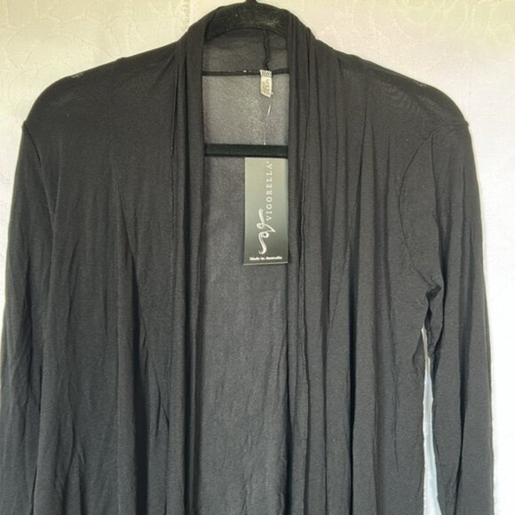 NWT VIGORELLA black mesh long draped lightweight cardigan. Size M/L - Picture 2 of 7